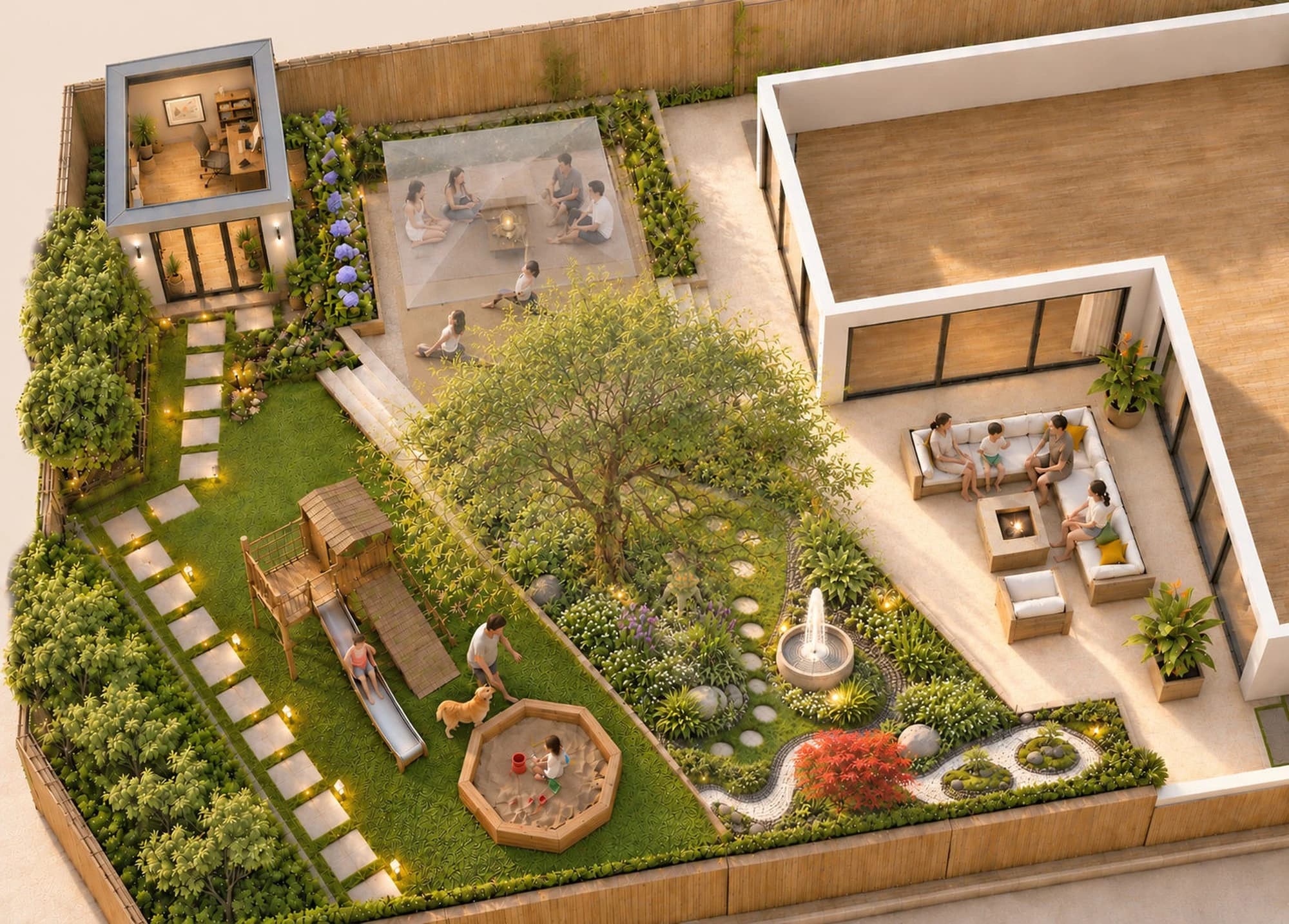 Design visualization / A sequence of connected outdoor rooms.