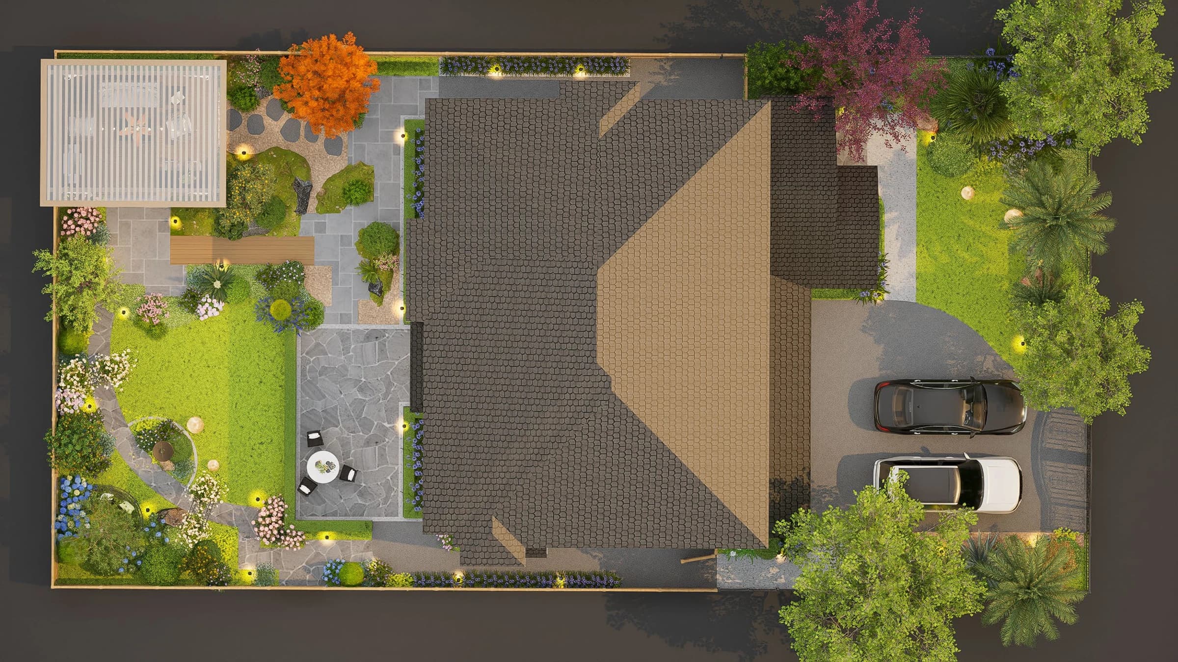 Whole-property design visualization connecting front, back and side yards
